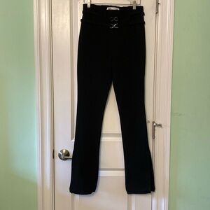 Zara black double belted pants with bottom slits